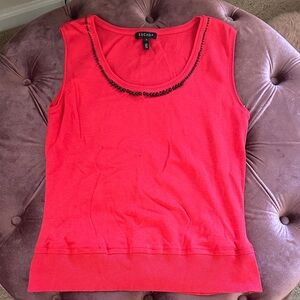 Vintage Size Small Escada Vibrant Red Tank Top with Beaded Neckline! ❤️
